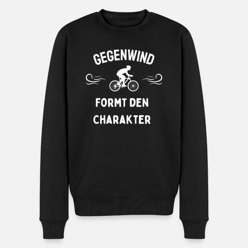 Gegenwind formt den Charakter Lustig Fahrrad - Männer Premium Bio Pullover - Schwarz
