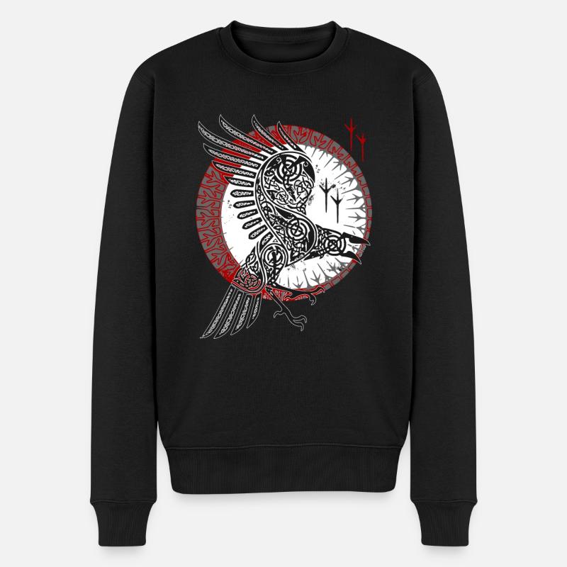 NORSE RAVEN - Walhalla Raben Wikinger - Männer Premium Bio Pullover - Schwarz