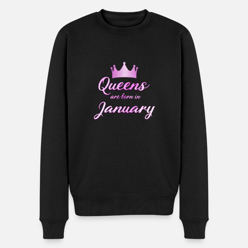 Die Königinnen wurden im Januar geboren - Männer Premium Bio Pullover - Schwarz