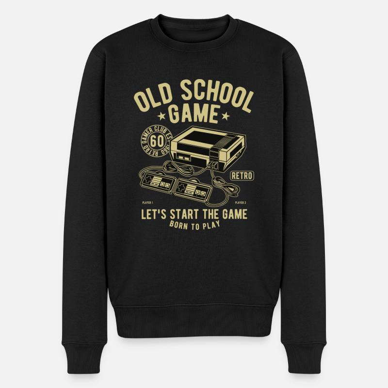 Old School Game - Männer Premium Bio Pullover - Schwarz