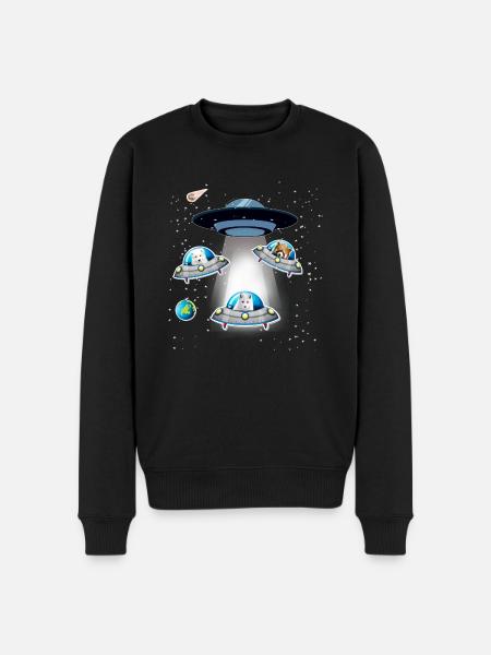Arctic Fox,Samoyed,Red Panda, UFO,Space,Star - Men's Premium Organic Jumper - black