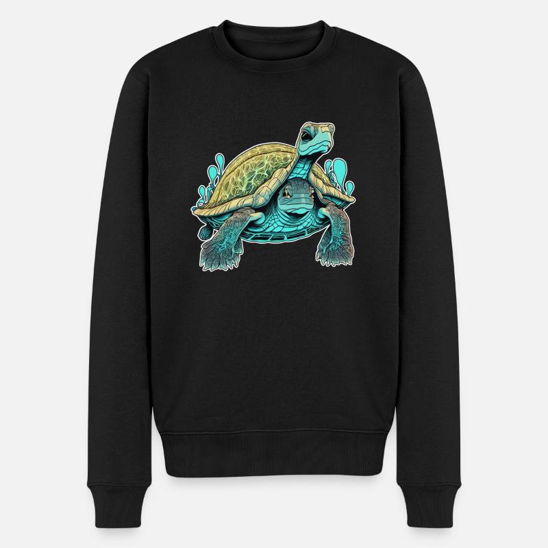 Tortue psychédélique à double face - Pull Premium bio Homme - noir