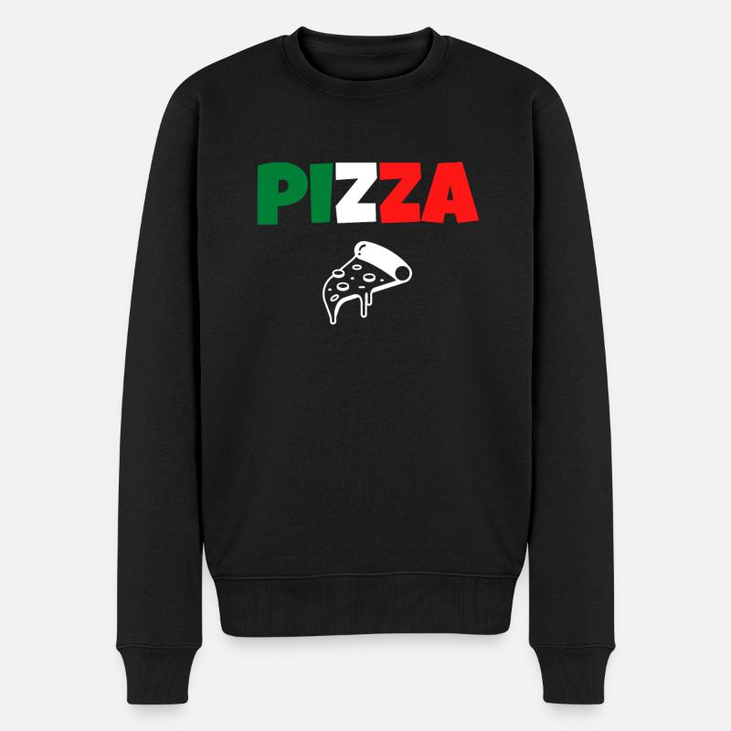 Pizza - Männer Premium Bio Pullover - Schwarz