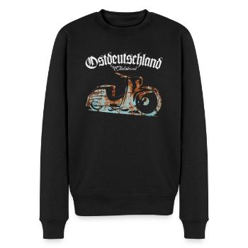 Simson Schwalbe - Ostdeutschland - Oldskool - Männer Premium Bio Pullover - Schwarz - Vorne - Nico (187cm)