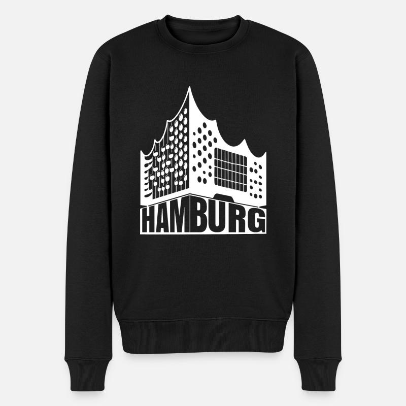Hamburg Liebhaber Design - Männer Premium Bio Pullover - Schwarz