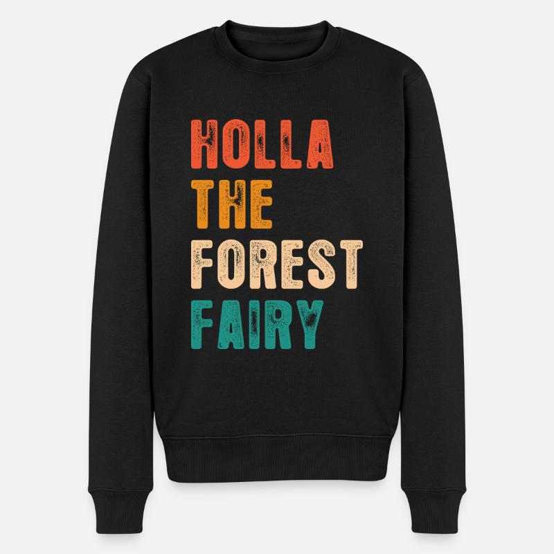 Lustiges Holla The Forest Fairy Denglisch - Männer Premium Bio Pullover - Schwarz