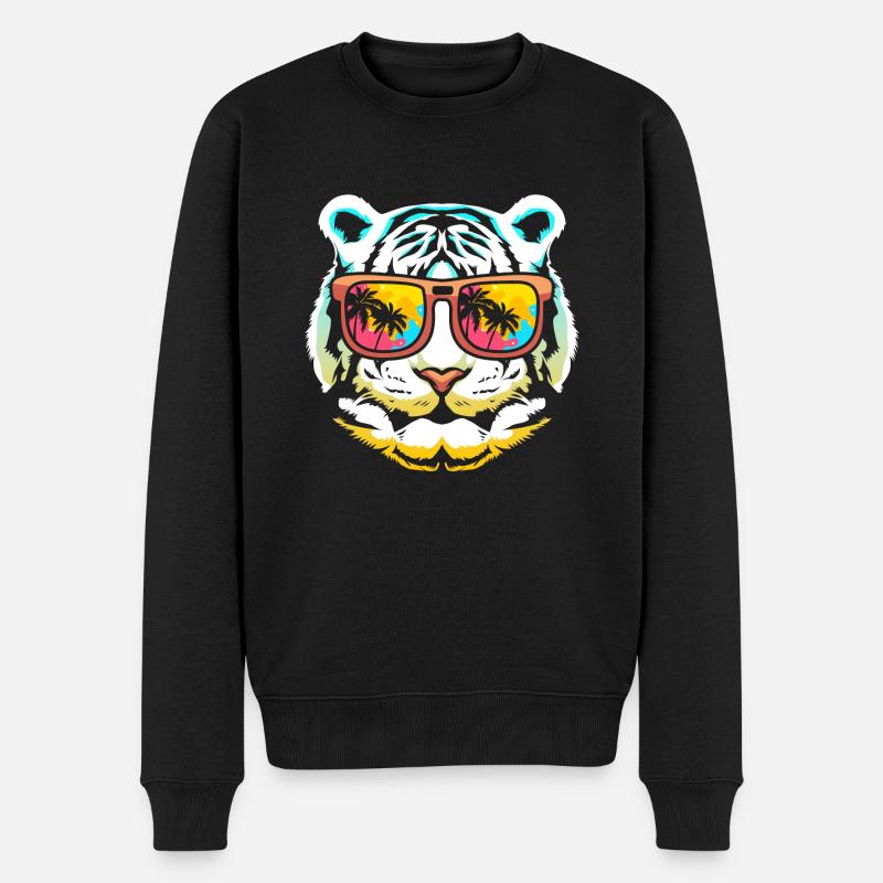 Weißer Tiger - Männer Premium Bio Pullover - Schwarz