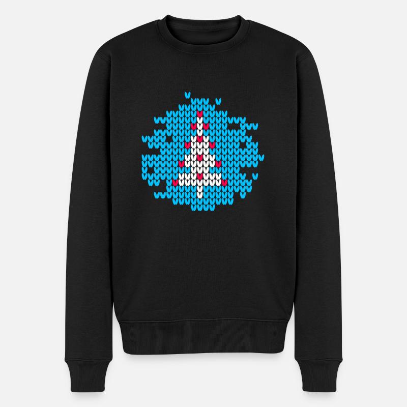Weihnachtsbaum Strick Tanne Muster Weihnachten - Männer Premium Bio Pullover - Schwarz