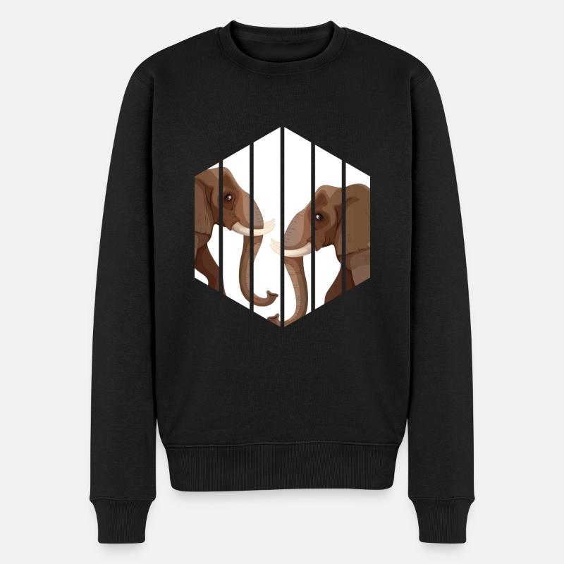 Elefant Dickhäuter Afrika Safari - Männer Premium Bio Pullover - Schwarz