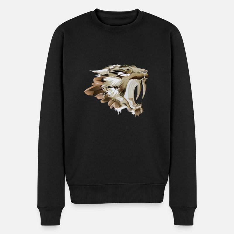 Säbelzahntiger Säbelzahn Raubkatze - Männer Premium Bio Pullover - Schwarz