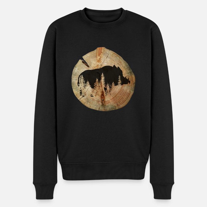 Sanglier à disque d’arbre - Pull Premium bio Homme - noir