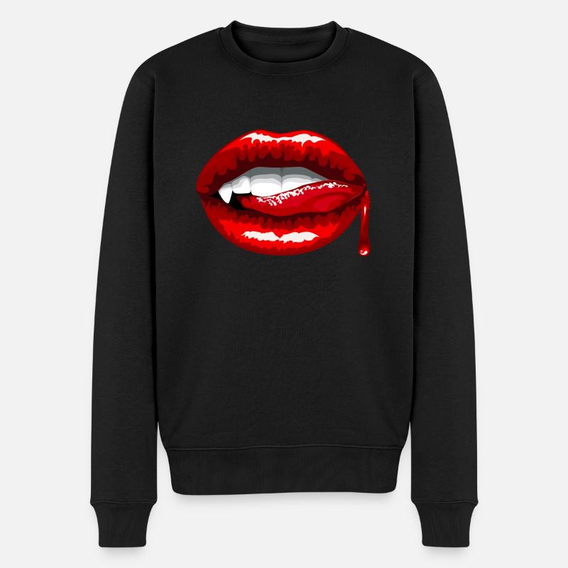 Vampierkuss - Männer Premium Bio Pullover - Schwarz