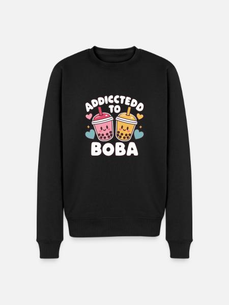 Addicted to Boba Kawaii Design - Men's Premium Organic Jumper - black