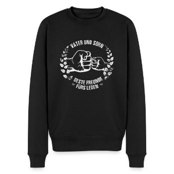 Vater und Sohn - Männer Premium Bio Pullover - Schwarz - Vorne - Nico (187cm)