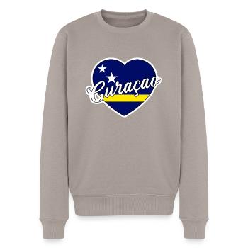 Curaçao - Männer Premium Bio Pullover - Taupe - Vorne - Nico (187cm)