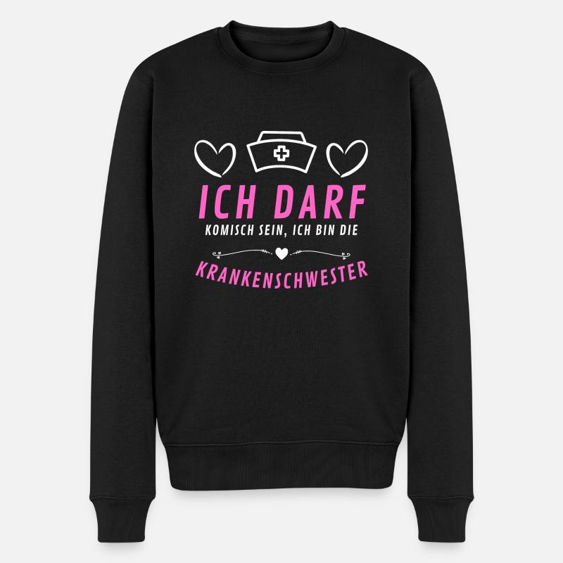 Krankenschwester komisch Geschenk Pflege - Männer Premium Bio Pullover - Schwarz
