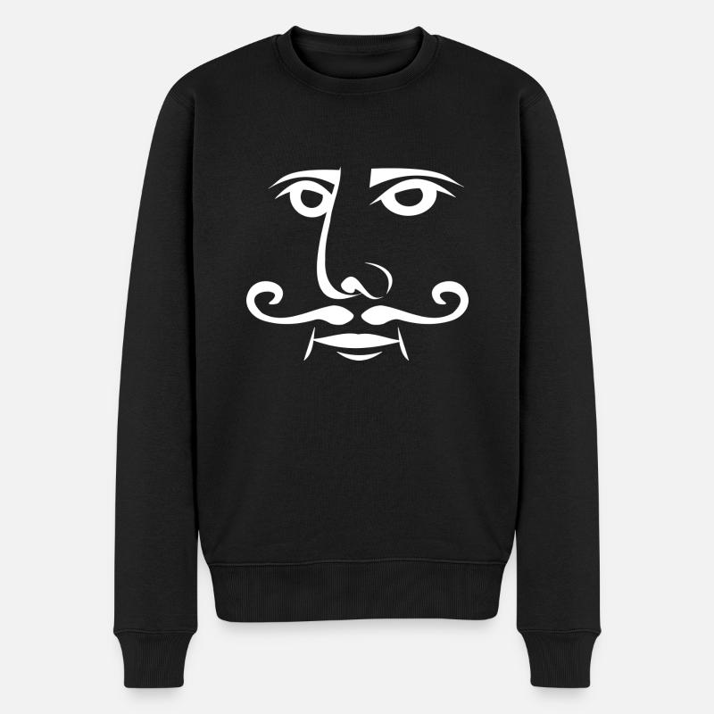 Gesicht - Männer Premium Bio Pullover - Schwarz