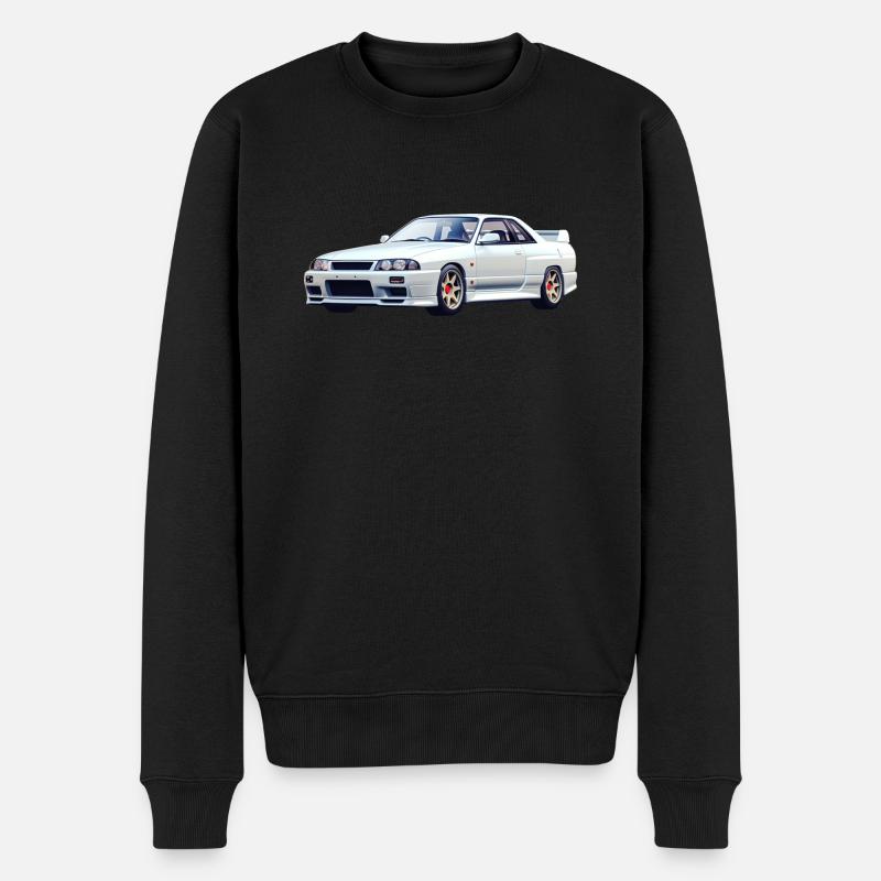 Schöner weißer R32 - Männer Premium Bio Pullover - Schwarz