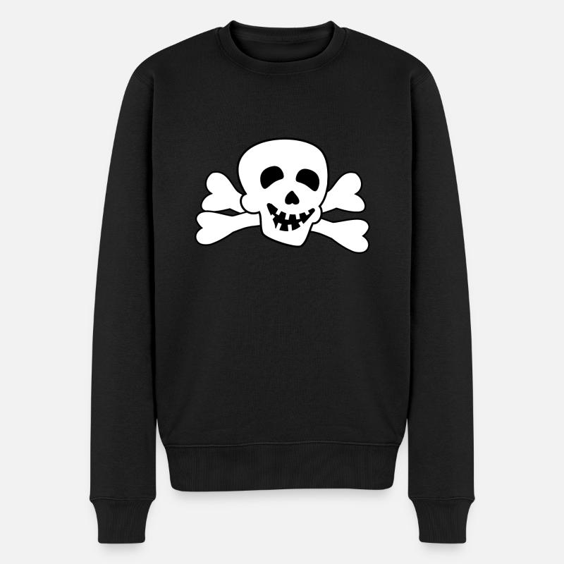 Pirat Totenkopf Knochen - Männer Premium Bio Pullover - Schwarz