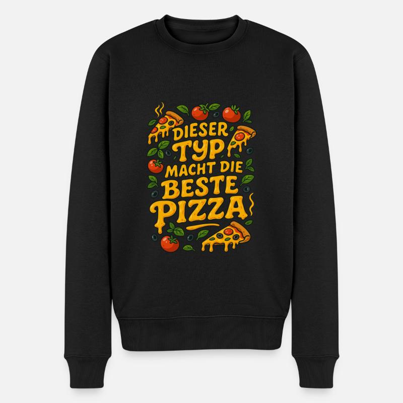 Pizzabäcker Spruch Sprüche Geschenk - Männer Premium Bio Pullover - Schwarz
