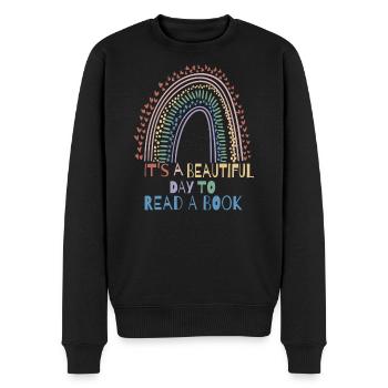 Schule Lesen Lehrer Schüler Geschenkidee - Männer Premium Bio Pullover - Schwarz - Vorne - Nico (187cm)