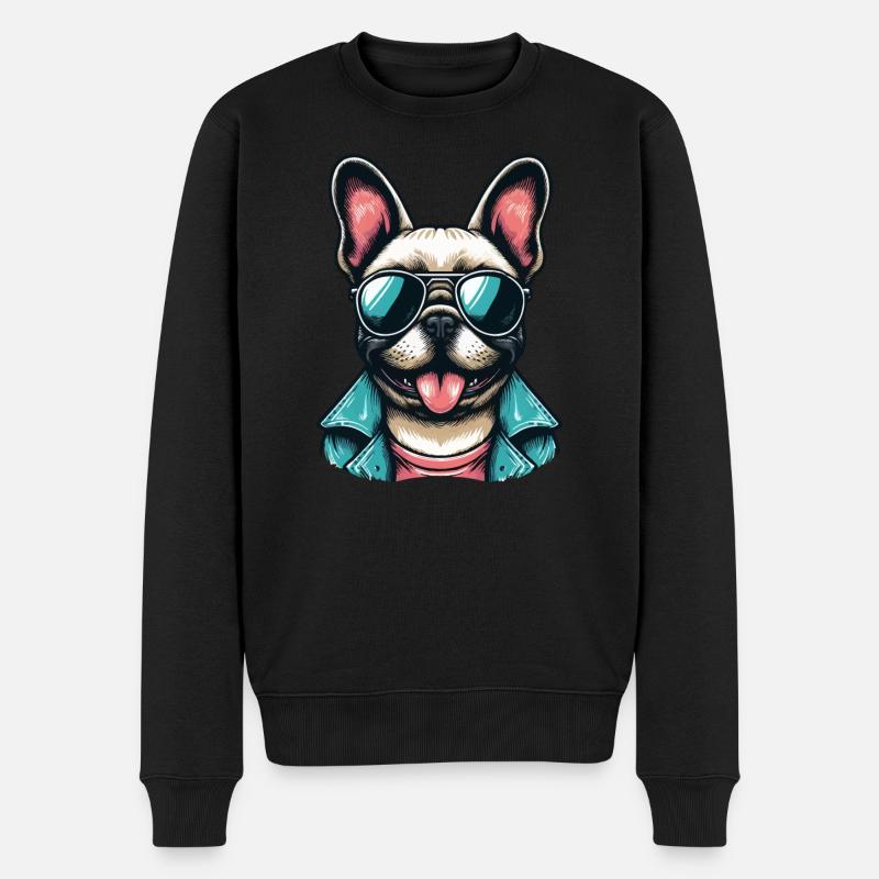Stylischer Frenchie - Männer Premium Bio Pullover - Schwarz