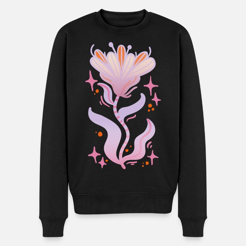 Verträumte Fantasieblume - Männer Premium Bio Pullover - Schwarz