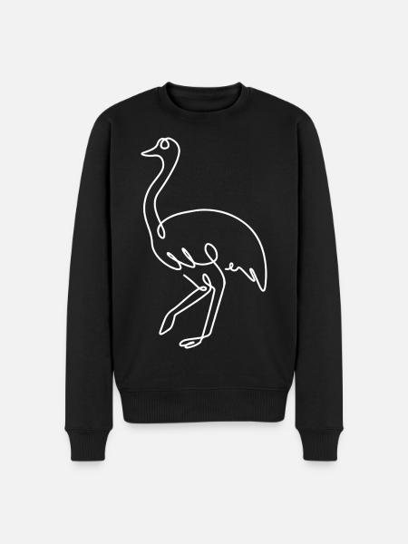 Ostrich Sketch – Elegant Animal Drawing - Men's Premium Organic Jumper - black