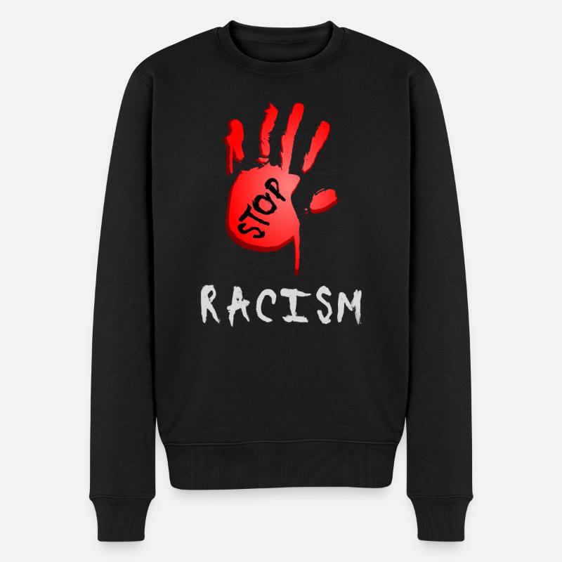 Stopp Rassismus - Männer Premium Bio Pullover - Schwarz