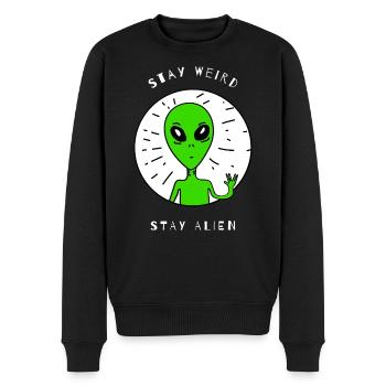Stay Weird Stay Alien - Männer Premium Bio Pullover - Schwarz - Vorne - Nico (187cm)
