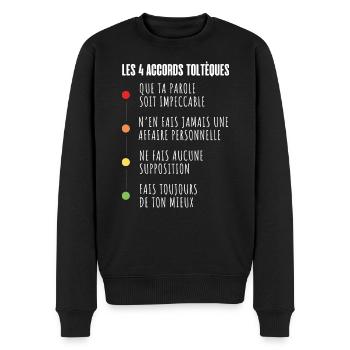 Les 4 accords toltèques - Pull Premium bio Homme - noir - Devant - Nico (187cm)