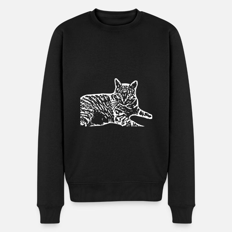 Chat Blanc Blanc Chats - Pull Premium bio Homme - noir
