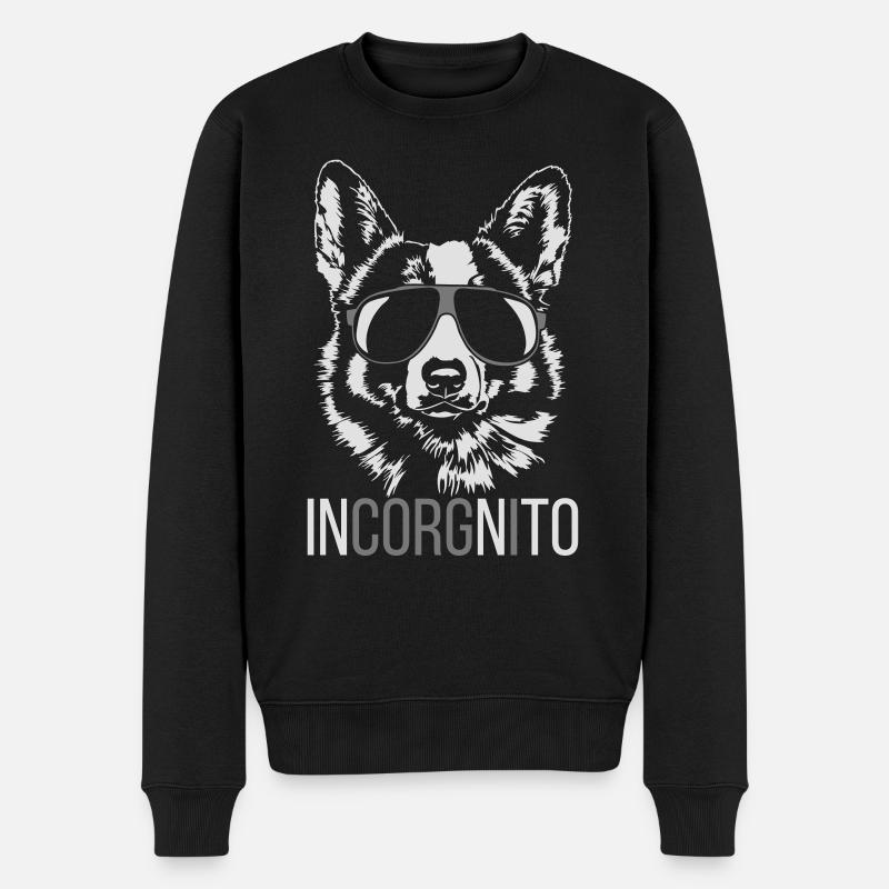 INCORGNITO Welsh Corgi Wilsigns - Männer Premium Bio Pullover - Schwarz