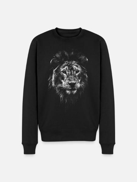 White lion head - Men's Premium Organic Jumper - black