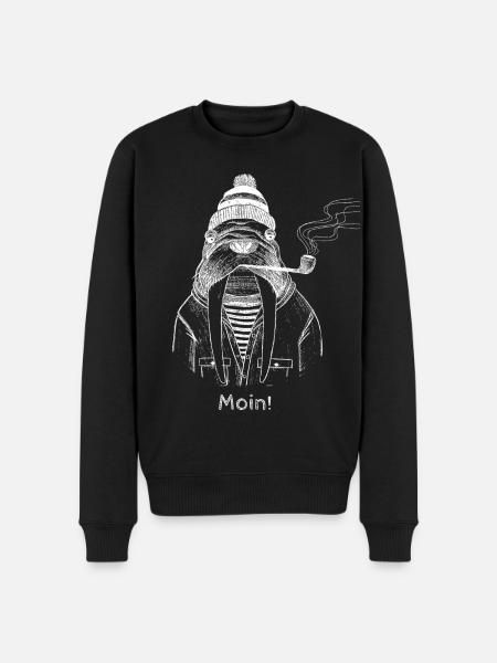 Moin Käpt‘n! - Männer Premium Bio Pullover - Schwarz
