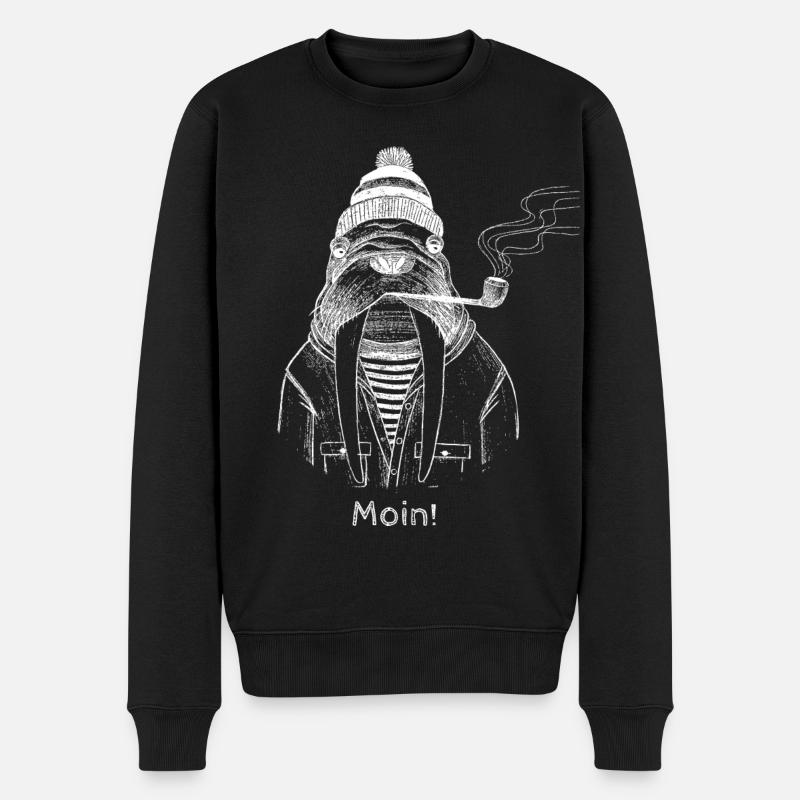 Moin Käpt‘n! - Männer Premium Bio Pullover - Schwarz