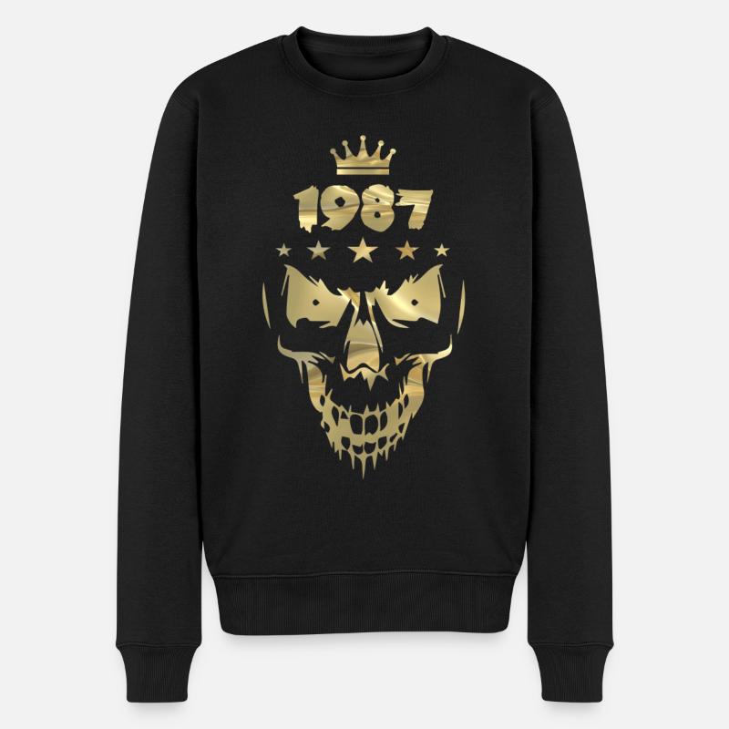 1987 Totenkopf Gold - Männer Premium Bio Pullover - Schwarz