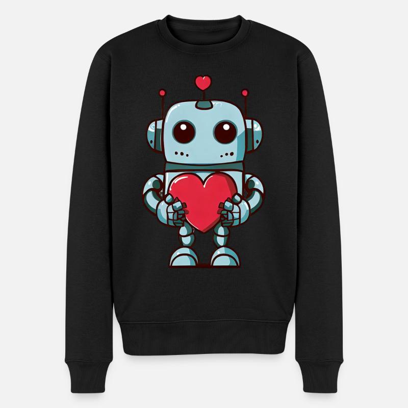 Des robots au cœur - Pull Premium bio Homme - noir