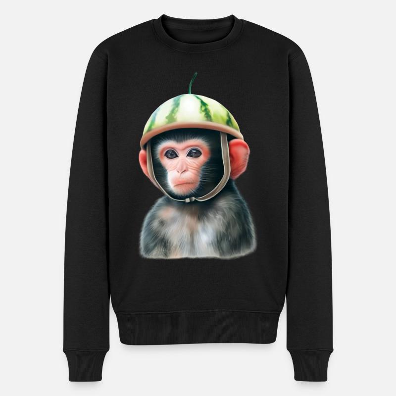 Monkey with watermelon - Men's Premium Organic Jumper - black