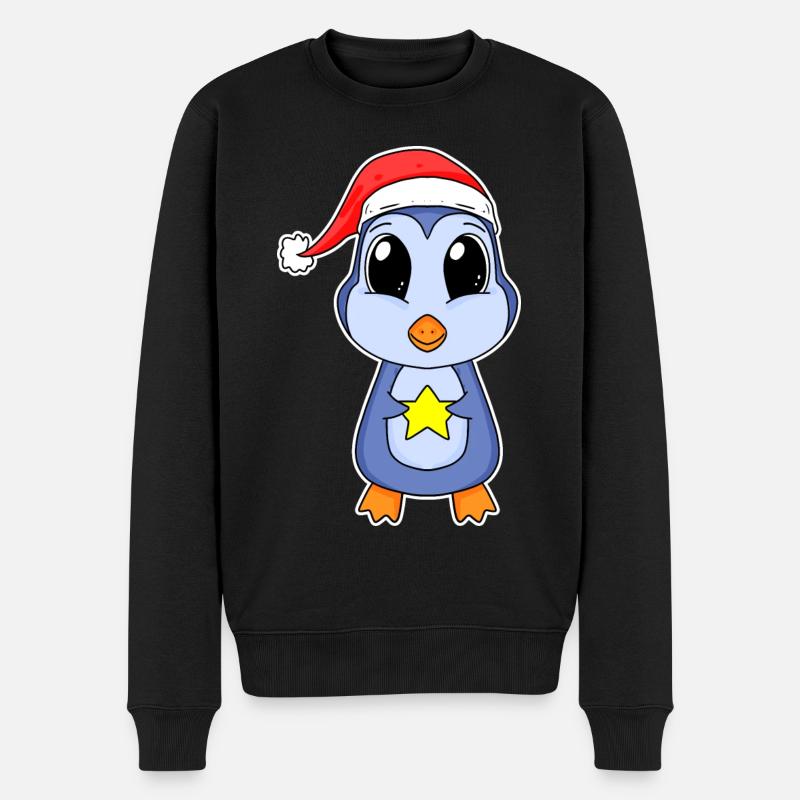 Pingouin Noël - Pull Premium bio Homme - noir