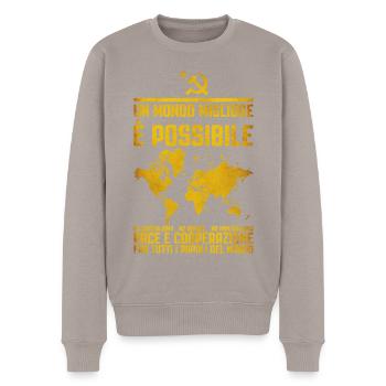 Un monde meilleur 2 - Pull Premium bio Homme - taupe - Devant - Nico (187cm)