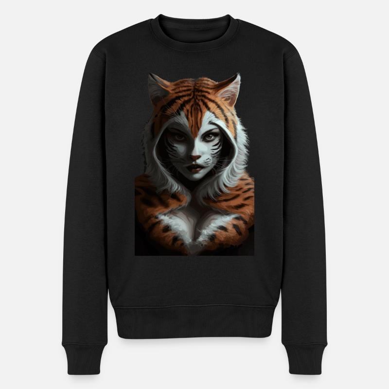 Wilder Dschungel Tiger Geist Fantasy Kunstwerk - Männer Premium Bio Pullover - Schwarz