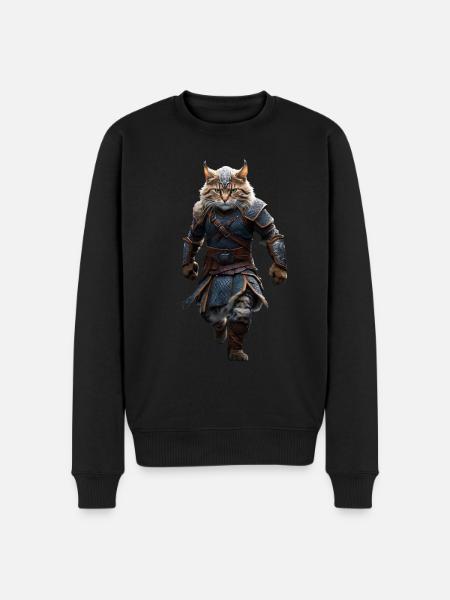 Wikinger-Katze - Männer Premium Bio Pullover - Schwarz