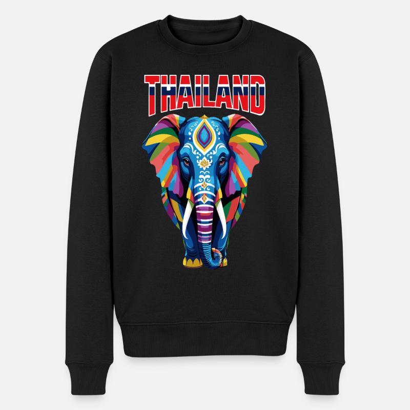 Éléphant abstrait coloré de Thaïlande - Pull Premium bio Homme - noir