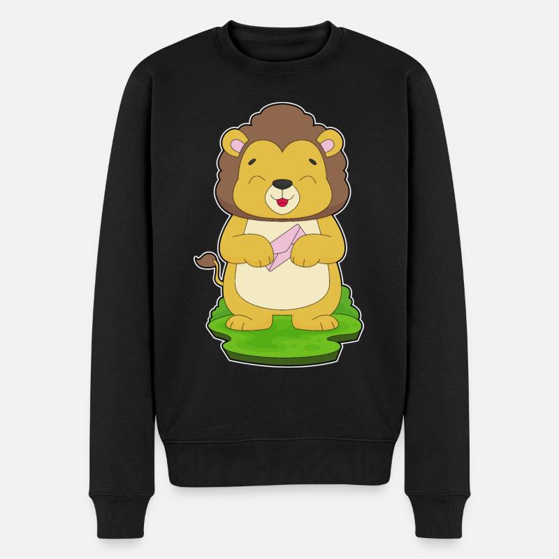 Löwe Briefumschlag - Männer Premium Bio Pullover - Schwarz
