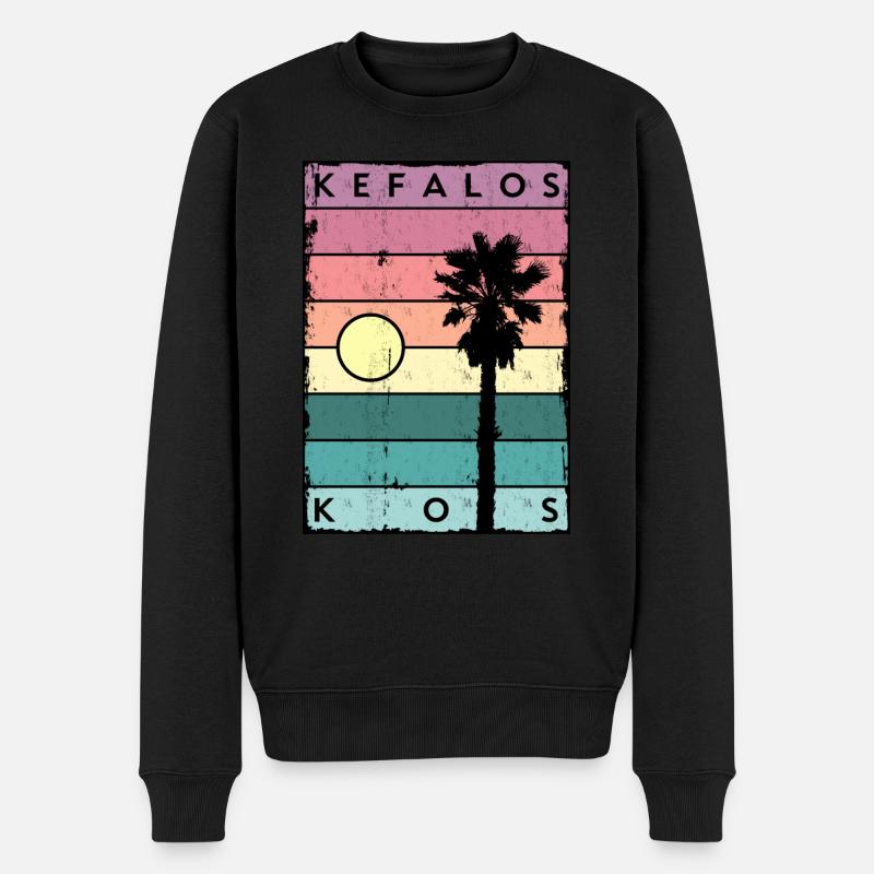 L’horizon de Kefalos et Palme Kos - Pull Premium bio Homme - noir