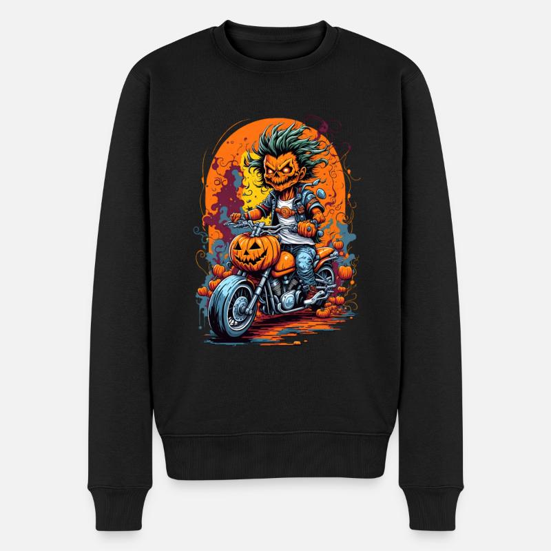 Halloween Kürbis Monster - Männer Premium Bio Pullover - Schwarz