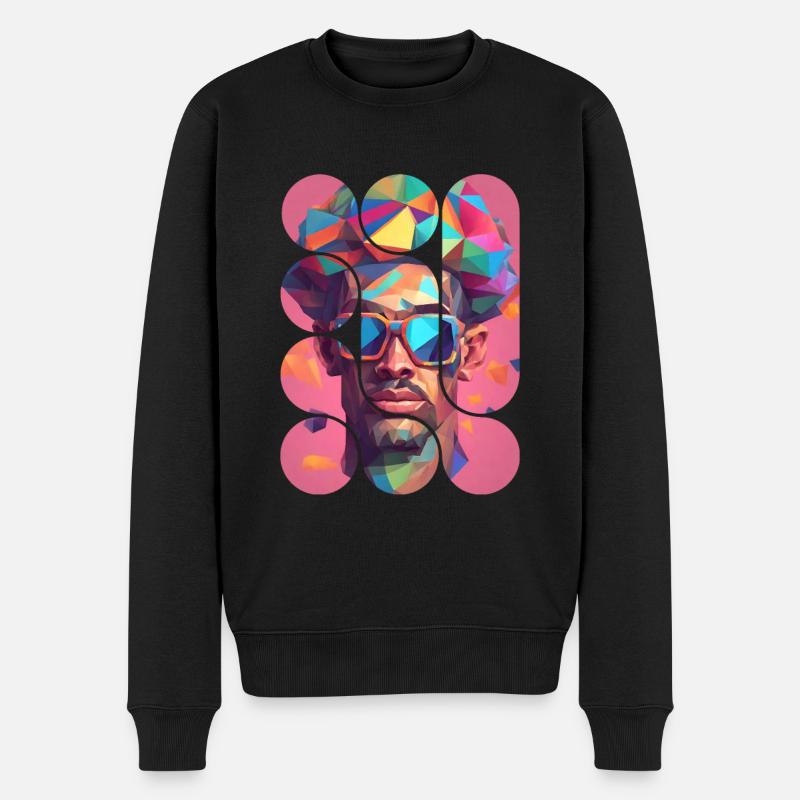 Bunter geometrischer Künstler - Männer Premium Bio Pullover - Schwarz