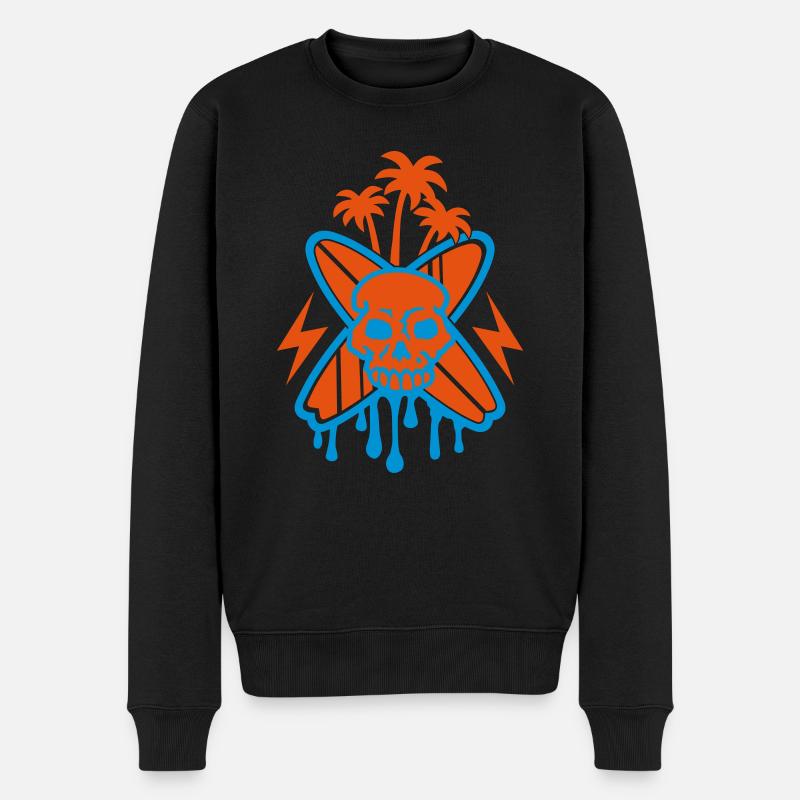 Surf (crâne & palmiers) - Pull Premium bio Homme - noir