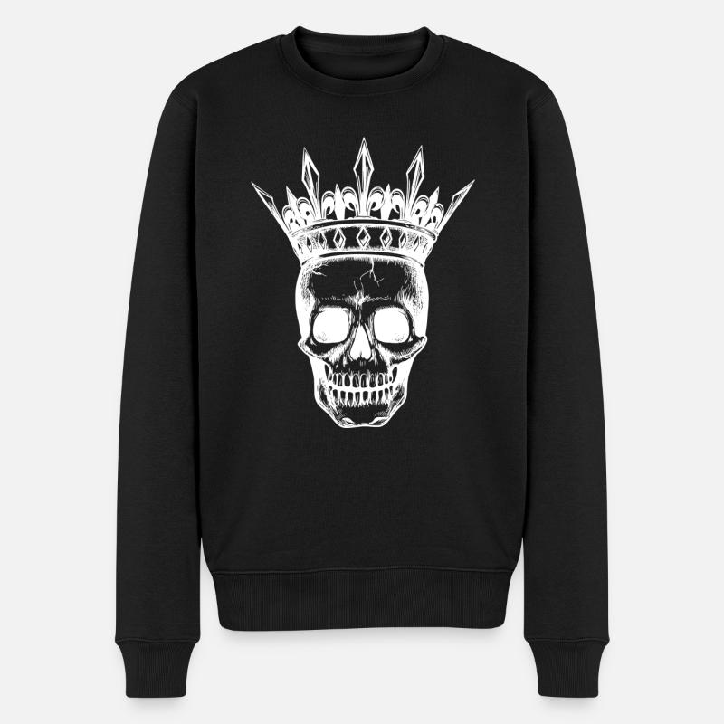 Schädelkrone weiß - Männer Premium Bio Pullover - Schwarz
